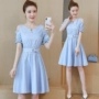 Váy lệch vai nữ hè 2019 mới Hồng Kông nếm retro vòng eo nhỏ khí chất giảm béo một chiếc váy chữ - A-Line Váy đầm xòe đẹp