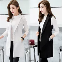 Bộ vest vest nữ dài phần 2018 xuân hè mới của phụ nữ phiên bản Hàn Quốc của áo khoác vest không tay thon gọn áo kiểu trung niên hàn quốc