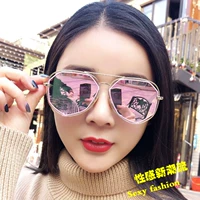 Kính mát của phụ nữ triều 2018 đa giác kính mát cá tính Hàn Quốc vòng mặt màu ếch gương của nam giới thời trang hollow kính kính mắt anna