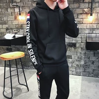 Áo len nam hoodie mùa thu 2019 mới thủy triều hai mảnh nam thể thao giản dị phù hợp với người mẫu mùa xuân và mùa thu nam - Bộ đồ quần đùi