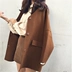 Hàn quốc phiên bản của Harajuku phong cách loose bf dài retro 毛 loại áo len màu rắn ve áo áo len nữ sinh viên áo khoác dạ Trung bình và dài Coat