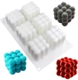 6 thậm chí Rubiks Cube Silicone Cake Mold Stereo Cube Silicone Mousse Mould - Tự làm khuôn nướng khuôn silicon