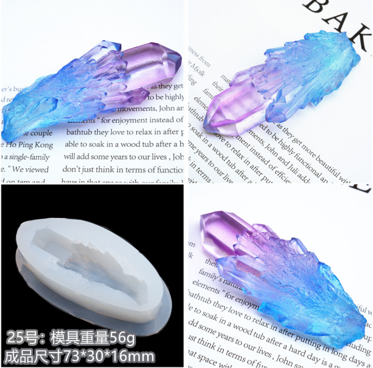 Goldendiy Gutta percha transparent silica gel mould Crystal Glue  mould silica gel mineral Spar Crystal Cluster transparent mould