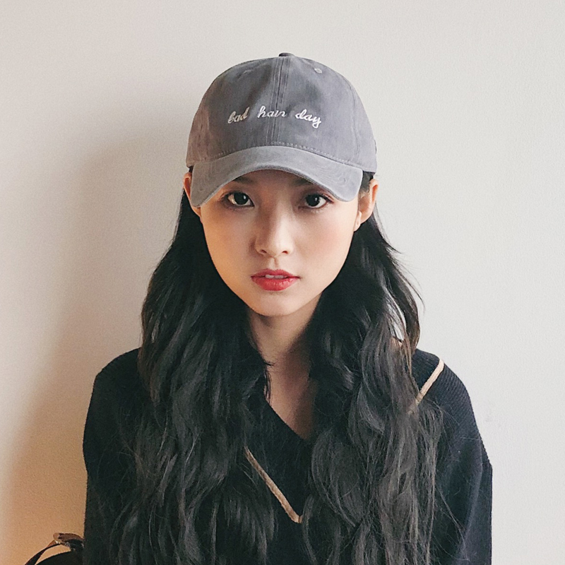 BOD & Hon Light GreyHat female summer Korean version Versatile Solid color Baseball cap ins washing sunshade peaked cap summer student male street tide