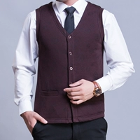 Trung niên lụa vest vest nam mùa thu và mùa đông mới jacquard lụa bông áo khoác bông đệm lót bông quần áo áo nam đẹp