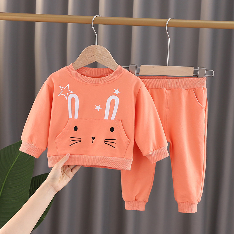 A6110 Suit OrangeBaby girl suit Foreign style spring baby child clothes spring and autumn 1 One 3 year 0 Children's clothes 2 children girl spring clothes
