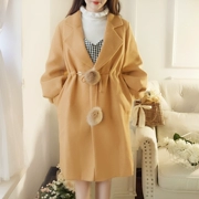 Hepburn gió áo ngọt mới mùa đông lông cừu lỏng len và phần dài len áo khoác Hàn Quốc phụ nữ thủy triều