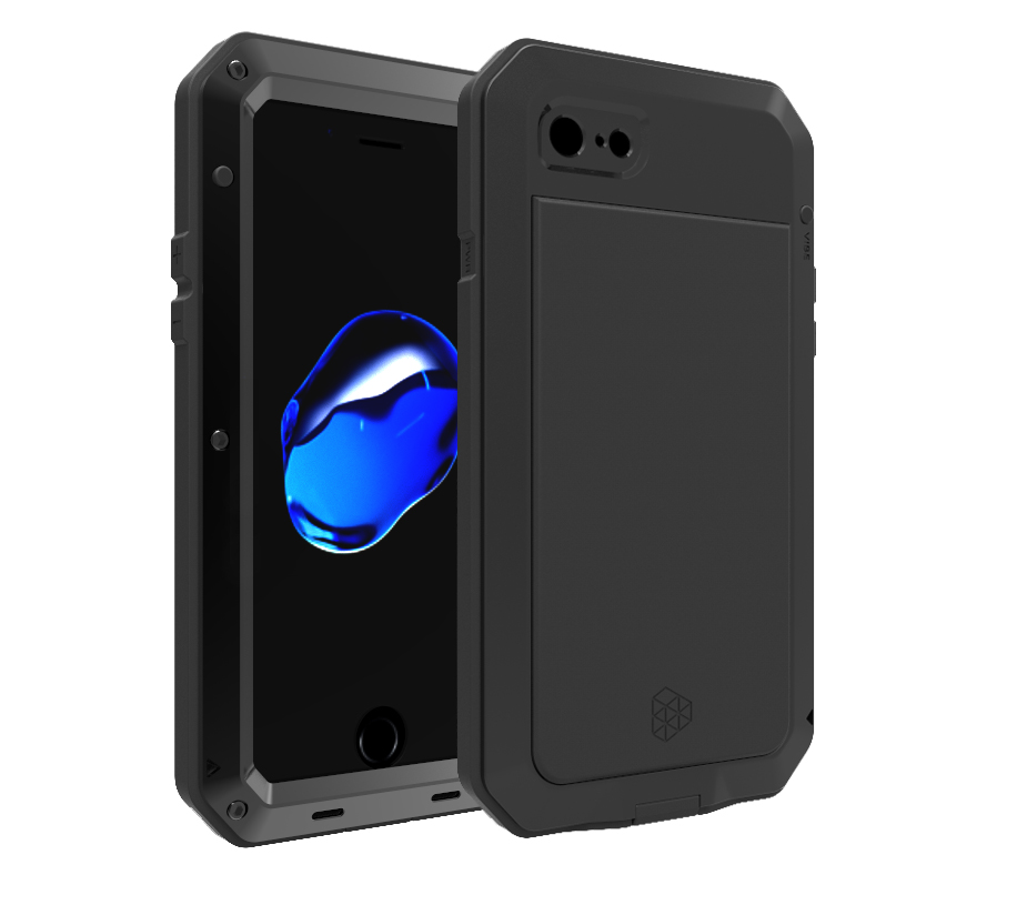 Apple 7P / 8P [Fingerprint / Black]For iPhone7 plus Three defense Mobile phone shell Apple 8 generation Fall prevention protect Silicone cover All inclusive Metal frame