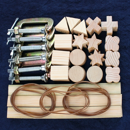 Набор инструментов с зажимом для материала для красителя ручной работы, G -обработка Gearmed Geametry Geometric Small Block Bamboo Splint Rubber Rind
