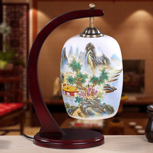 Цзиндэчжэнь керамика новый китайский современный творческий спальня спальня тумбочка гостиная ретро - led лампа кабинет стол лампа