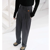 Будьте осторожны с высокой высокой высокой дизайном, чтобы носить длинногрупнутую длину долю брюк для костюмов с широко раскрытыми весенним серого