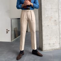 Мужские демисезонные штаны, ремень, универсальный приталенный комбинезон, эластичная талия, в корейском стиле