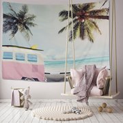 Thời con gái tim ins màn vải trang trí sofa vải nền phong cảnh đảo đảo dừa retro Bắc Âu tấm thảm trang trí tường