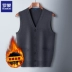 gile len Romon Dệt Kim Áo Vest Nam Ông Nội Áo Len Cardigan Ấm Áo Trung Niên Và Người Cao Tuổi Dày Bố Người Cao Tuổi Áo Vest thời trang nam cao cấp Áo len