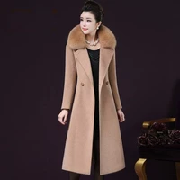 Vipshop sẽ bán áo len lông cừu mùa thu và mùa đông cỡ lớn cho phụ nữ trong phần dài của áo khoác đầu gối - Trung bình và dài Coat áo gió