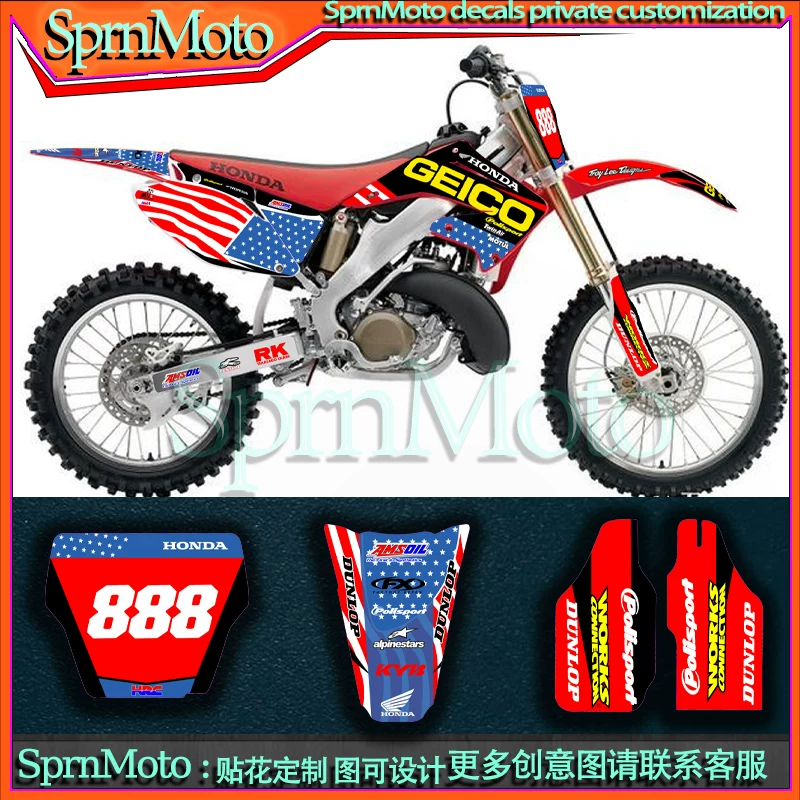 Под applicability к Honda CR125 CR250 CR250 внедорожный мотоцикл наклейка, цветочный стикер пленка 02-12