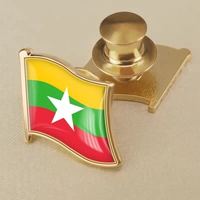 Мьянма национальный флаг Знак мира мира флаг Грудь Грудь Грудь Связь воротник Эмблем Эмблем Металлическая Глава Глава бабочка пряжка золота, бруш