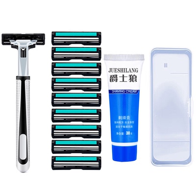 吉利剃须刀 双层刮胡刀2层刮胡刀片刀头老式刮胡子剃毛刀架