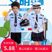 Trẻ em của dịch vụ cảnh sát black cat sheriff quần áo cảnh sát giao thông nhỏ trang phục trai mẫu giáo giao thông nhân viên cảnh sát quần áo đồng phục