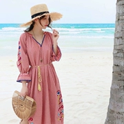 Thái Lan kỳ nghỉ gió đồng cỏ du lịch ảnh quần áo váy phụ nữ váy Vân Nam phong cách ăn mặc - Váy dài