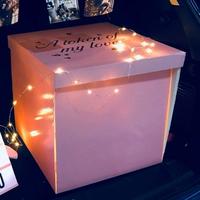 Розовый сюрприз коробка+свет+волновый шарик