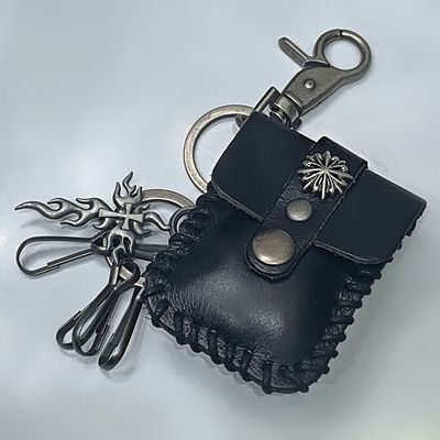 taobao agent FunckfassSSS exclusive-custom-niche-design-flames-head layer cowhide-key bag