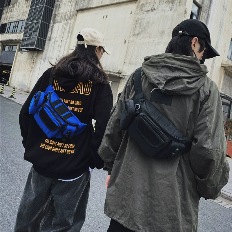 Hồng Kông phong cách túi đeo chéo nam thủy triều thương hiệu đa chức năng túi eo đường phố chức năng chiến thuật cặp vợ chồng túi xách điện thoại di động bình thường túi nữ - Túi điện thoại