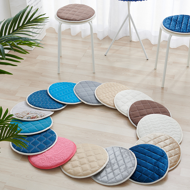 四季加厚圆形海绵座垫椅子坐垫 办公室学生小坐垫圆凳屁股垫纯色_掠月