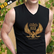 Kích thước lớn không tay T-Shirt nam cộng với phân bón để tăng chất béo chất béo vest vest áo cotton V-Cổ bãi biển vest thể thao