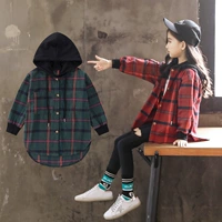 Áo sơ mi kẻ sọc nữ 2019 Thu mới Vừa dài Áo dài Hàn Quốc Big Boy Ocean dài tay áo hoodie - Áo khoác quần áo trẻ em