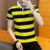 Mùa hè nam ngắn tay áo thun cotton Ve áo Polo với cổ áo sọc nửa tay áo thun Xu hướng nam mặc - Polo aso polo Polo