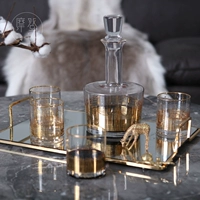 Pha lê châu Âu whisky rượu vang sáng tạo chai rượu thủy tinh brandy set mô hình phòng biệt thự trang trí - Rượu vang ly rượu vang cao cấp