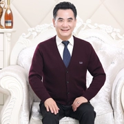 Cha áo len cardigan dày ấm trung niên len áo len cardigan lỏng kích thước lớn áo len cashmere cha