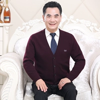 Cha áo len cardigan dày ấm trung niên len áo len cardigan lỏng kích thước lớn áo len cashmere cha áo khoác gió nam