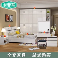 Đơn giản và hiện đại đầy đủ nội thất nhà kết hợp giường Dresser Tủ quần áo Bàn cạnh giường ngủ Nội thất phòng ngủ sofa gỗ hiện đại