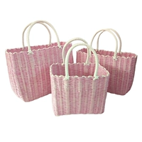 Розовая тканая водонепроницаемая экспорта японская корзина для корзины для корзины для покупки корзины для покупки японской корзины, корзина для корзины для яиц большая средняя и маленькая