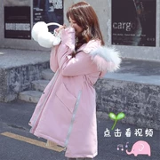 Phụ nữ mang thai quần áo cotton Phụ nữ mùa đông Quần áo bà bầu mùa đông một từ trong phần dài của phiên bản Hàn Quốc của áo khoác xuống mang thai