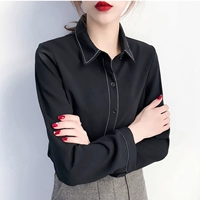 Черная весенняя рубашка, комбинезон, пиджак классического кроя, длинный рукав, в западном стиле