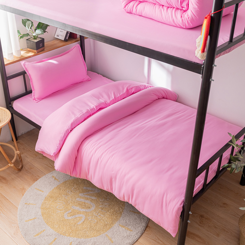 Solid Pinkstudent dormitory Cartoon sheet Quilt cover Three piece set 1.2 Make the bed up and down staff dorm Single person Quilt cover 1.5 rice