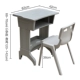 Серый стол в начальной школе (кожаное изображение) +стул