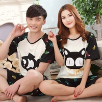 Mùa hè vài bộ đồ ngủ cotton ngắn tay Hàn Quốc nửa tay nhà dịch vụ nam giới và phụ nữ kích thước lớn tinh khiết mùa hè bông phù hợp với thời trang mặc nhà