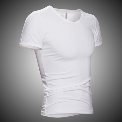 Mùa hè siêu mỏng nam ngắn tay T-Shirt băng lụa phương thức slim chặt V-Cổ mùa hè nửa tay t-shirt quần áo Áo phông ngắn
