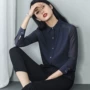 Áo voan nữ tay dài 2019 xuân mới Hàn Quốc phiên bản áo rộng size rộng mùa thu nữ chuyên nghiệp - Áo sơ mi sơ mi oversize