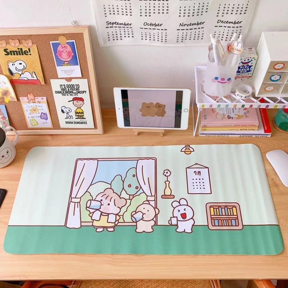 Water GirlCartoon Soft sprout Bear Rabbit Table mat student dormitory Mouse pad computer Keyboard pad Table mat desk decorate female