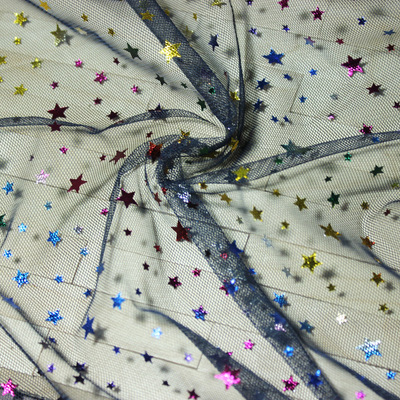 taobao agent Tibetan blue color star pentagram -changing color meson gauze handmade DIY skirt baby clothing auxiliary materials BJD half meters