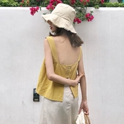 2018 Hàn Quốc mùa hè mới lỏng rắn màu khí vuông cổ mở lại đơn ngực rộng dây đeo vai yếm trong vest nữ