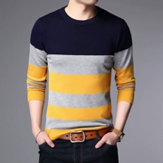 Thời trang nam áo len nam áo len mới dài tay T-Shirt mùa thu và mùa đông kích thước lớn áo thun áo sơ mi nam