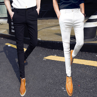 Mùa thu mới quần âu nam Hàn Quốc phiên bản của tự trồng quần trắng sinh viên chân quần nam xu hướng màu đen quần dài