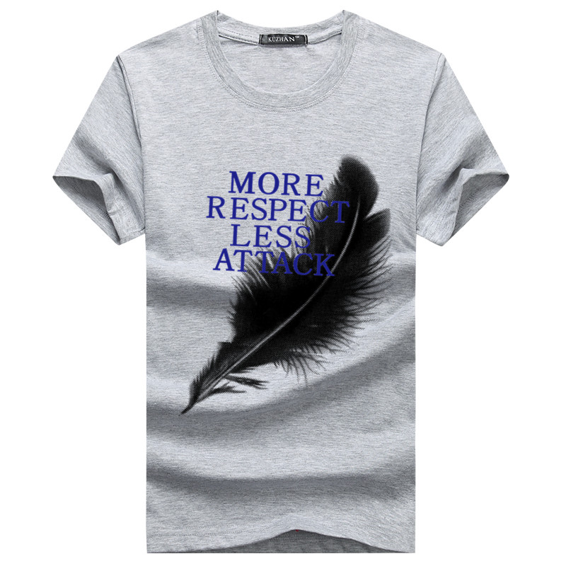 Feather Greynew pattern personality Chinese style Dragon printing Crew neck man Short sleeve T-shirt easy Big size cotton summer Fat guy men's wear Tide t