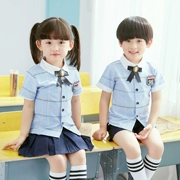 Mẫu giáo quần áo mùa hè ngắn tay bông đồng phục học sinh phù hợp với người Anh gió trường tiểu học mùa hè trẻ em của lớp dịch vụ tùy chỉnh